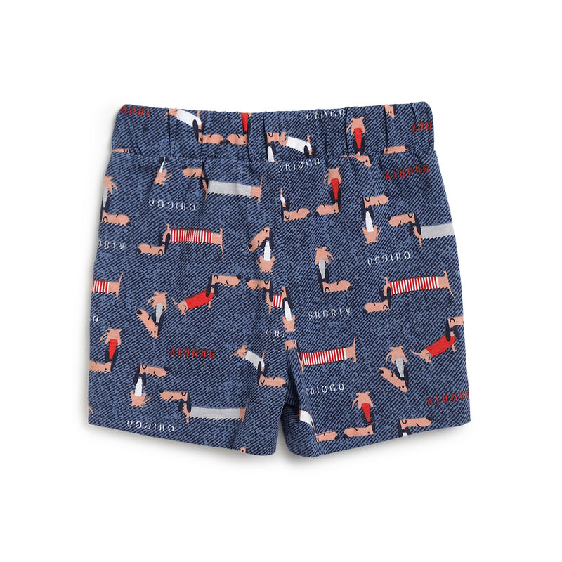Boys White and Blue Printed Outfit with Short Pants image number 3